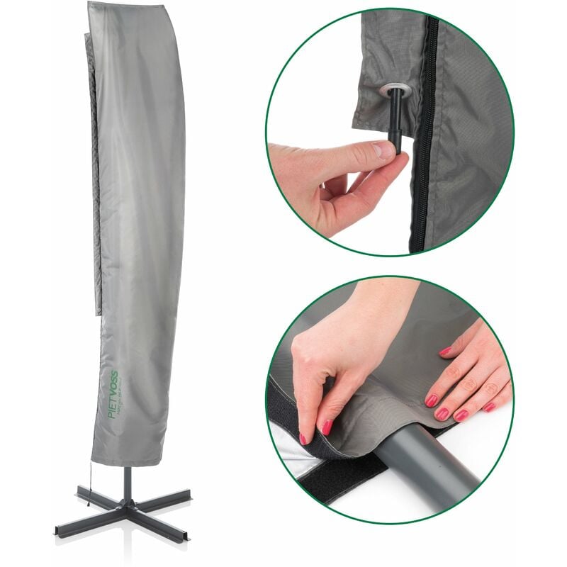 Pietvoss - Housse de protection pour parasol En polyester Avec mât et sac de rangement - Argent Gris
