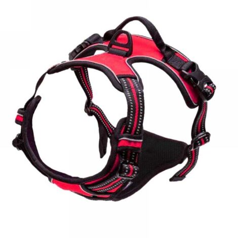 Pieza de arnés rojo para perros talla L, reflector antitirones, arnés ajustable para perros grandes con gancho frontal para correa para excursiones de senderismo en el coche, American Staffordshire Bu