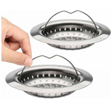 Pieza de colador de fregadero de cocina con asas, colador de fregadero de acero inoxidable con asas, rejilla de drenaje de cocina, diámetro 110 mm, fácil de limpiar