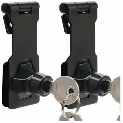 Pieza de pestillo de metal negro con llave y cerradura para puertas/armarios/ventanas