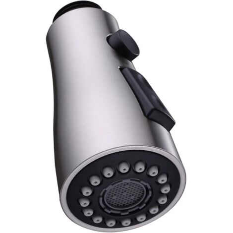 Pieza de repuesto sencilla para grifo de cocina, cabezal rociador extraíble especial para grifos de fregadero, modos de rociado y pausa, flujo de agua de dos velocidades en níquel cepillado, apto para