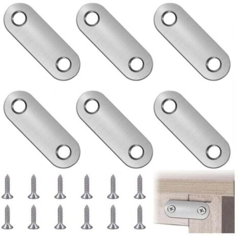 Pieza de soportes de esquina planos, soportes de montaje rectos planos, soportes planos de acero inoxidable, patas de montaje con tornillos, patas de montaje de metal, con 12 tornillos