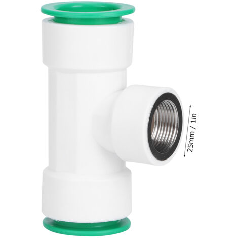 Pieza en T de PPR de 32 mm con conexión rápida y rosca interna de 3/4" para tuberías de PVC/PE.
