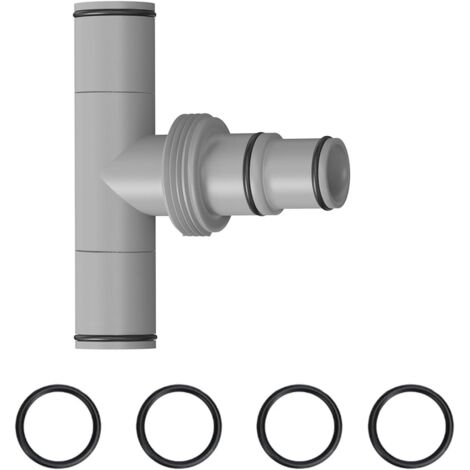 Pieza en T para conexión de manguera de piscina Ø 38/32 mm, conexión de manguera de piscina de 38 mm a 32 mm - En forma de T con juntas de estanqueidad para manguera de piscina
