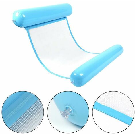 Pieza Inflable Hamaca de Agua Cojín de Aire Piscina Agua Hamaca Flotante Cojín de Aire Piscina Adultos 4 en 1 Tumbona Piscina Cama Flotante Adultos Niños (Azul)