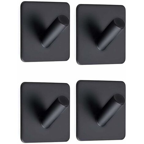 piezas 3M gancho adhesivo montaje en pared baño ganchos para toallas de acero inoxidable para baño cocina inodoro armarios negro cuadrado