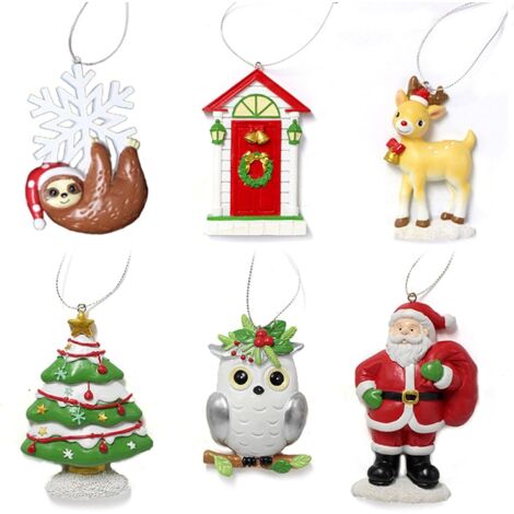 piezas de adornos colgantes navideños de resina con un bonito patrón para decoraciones colgantes