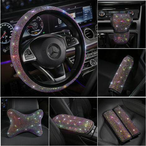 Piezas de diamantes de imitación para reposacabezas de coche, funda para volante, soporte para hombro