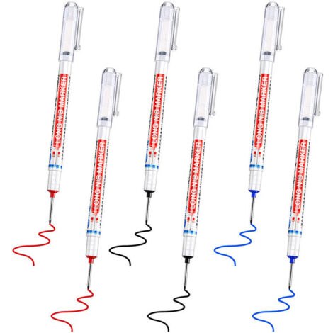 piezas de marcadores multifuncionales de cabeza larga para agujeros profundos, marcadores de perforación de punta larga, resistentes al agua para carpinteros.