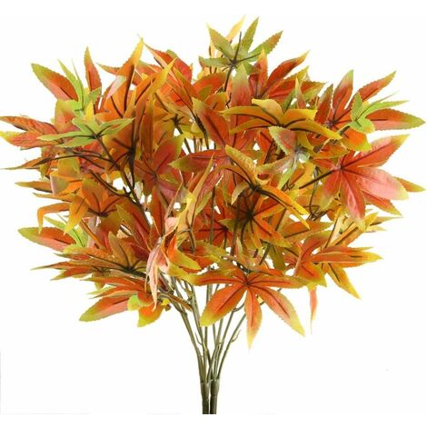 piezas de plantas artificiales para decoración de otoño al aire libre, plantas falsas, hojas de arce artificiales, arbustos falsos para jardín interior, Navidad, Acción de Gracias, decoración de otoño