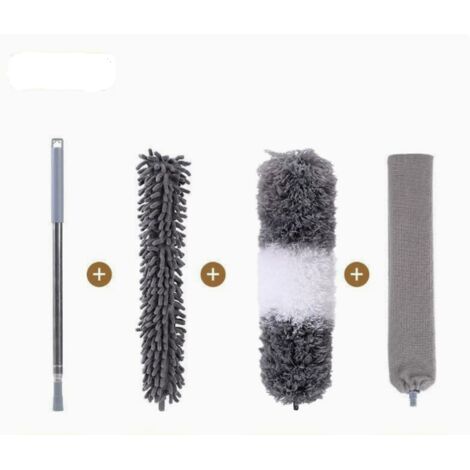 Piezas de plumero telescópico, microfibra lavable, plumero telescópico para techos, apto para techos, gris