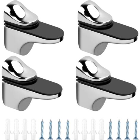 piezas de soporte de estante de vidrio ajustable Abrazadera de vidrio de aleación de zinc Soportes de estante de vidrio Montaje en pared con tornillos Tubos de expansión para tablero de madera de vidr
