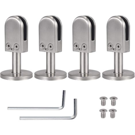 piezas de soporte de vidrio de 6-8 mm con soporte de 40 mm para abrazaderas de vidrio para montaje en piso Soportes de estante de vidrio de acero inoxidable 304 para pasamanos de barandilla de escaler