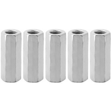 piezas de tuerca de manguito de acero al carbono M12, manguito hexagonal M12 50, tuerca larga M12, conector de varilla roscada, tuerca de zócalo M12, sujetadores roscados (M1250-15mm)