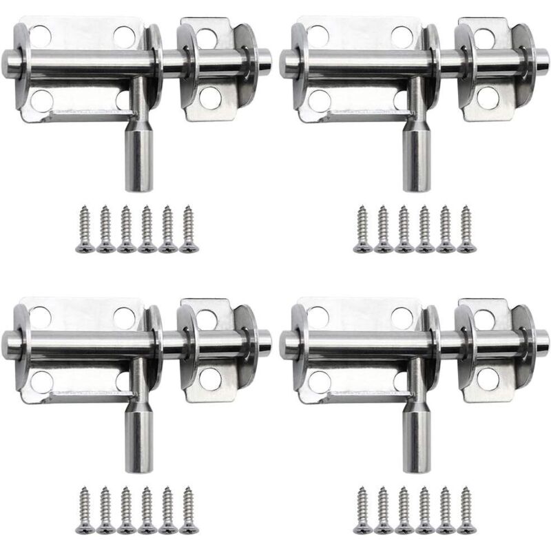 Piezas Mini Pestillos de Puerta Corredera de Acero Inoxidable de 65 mm Pestillos de Puerta de Seguridad con Tornillos para Puerta de Baño Puerta de