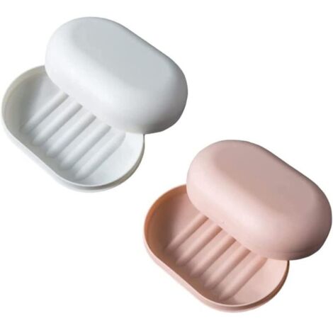 piezas (rosa + blanco) jabonera con tapa jabonera de viaje jabonera de viaje jabonera impermeable jabonera contenedor puede cerrar jabonera cuenco ducha senderismo