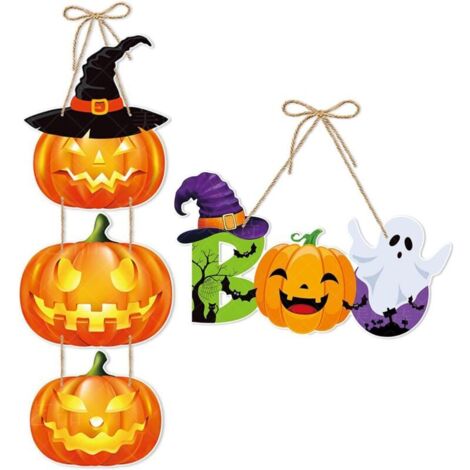 Piezas Señal de Bienvenida de Halloween, Colgante de Puerta de Halloween, Colgante de Puerta de Murciélago de Calabaza, Decoración de Halloween para Puerta, para Decoración de Calabaza de Fiesta Festi