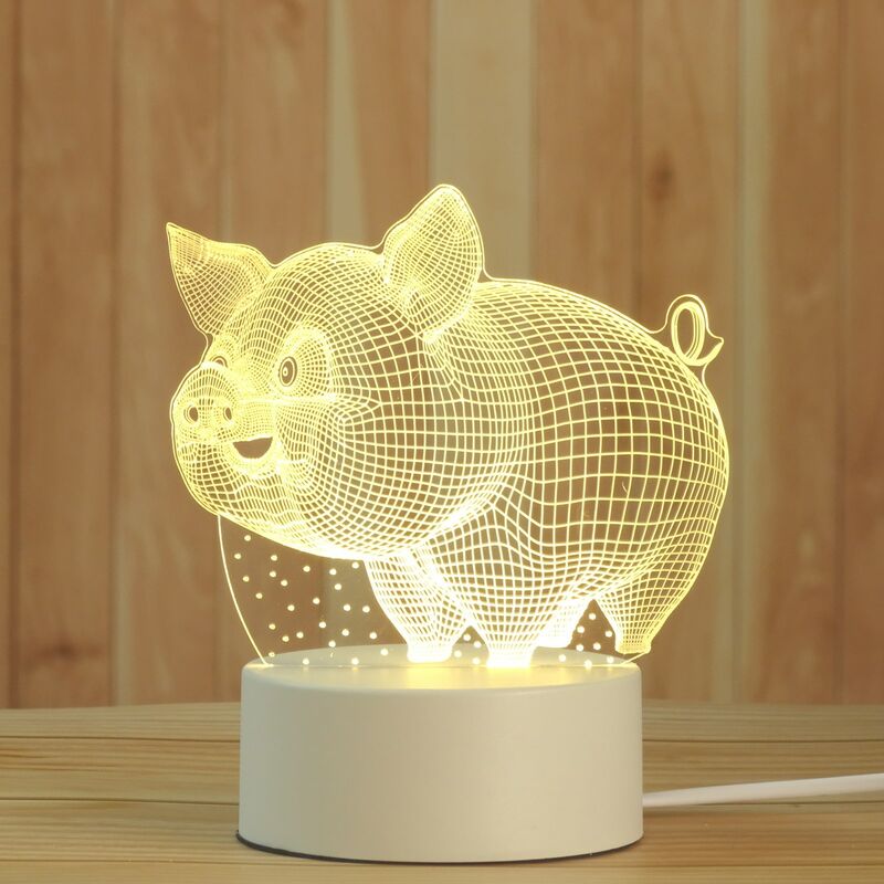Pig Creative And Warm 3D Stereo Night Light For The One You Love Fluorescent Super luminous Particles Glow Pigment Bright