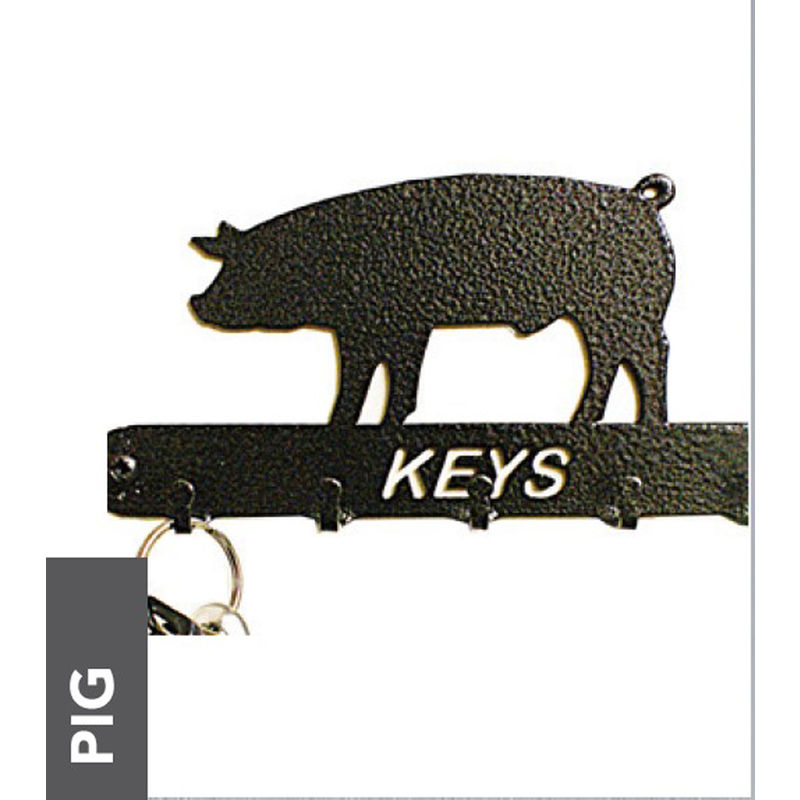 Pig Key Holder - Rack - Solid Steel - W15 x H9 cm - Black