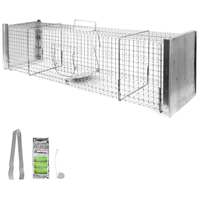 Petigi - Piège à Animaux Humaine Animal Vivant Piège Cage 120 x 31 x 29 cm Chat Renard Castor Raton Laveur