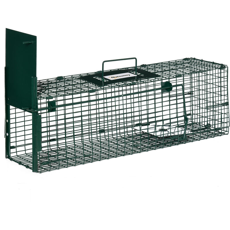 Outsunny - Piège de capture pour petits animaux type lapin rat - entrée, poignée - dim. 60L x 18l x 20H cm - métal vert