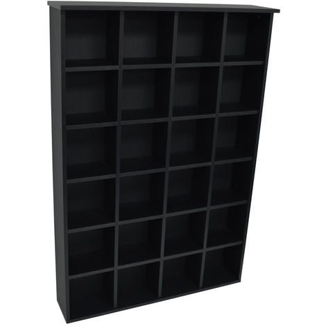 PIGEON HOLE - 480 CD / 312 DVD Blu-ray Media Cubby Storage Shelves - Black - Black