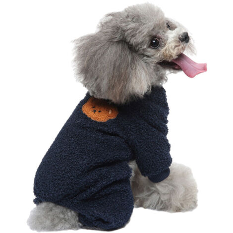 Pigiama intero per animali domestici blu navy (1 pezzo) - Abbigliamento per cani - Pigiama in flanella - Pigiama intero per animali domestici