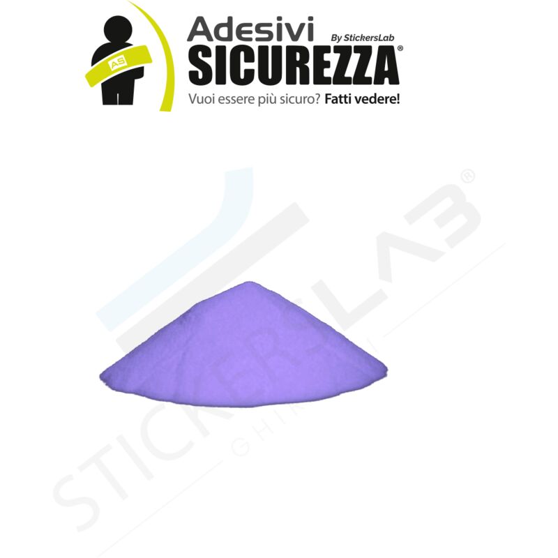 Pigmento additivo polvere luminescente fosforescente si illumina al buio (a base bianca) Colore - Viola, Peso - 50 Grammi