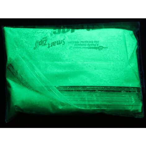 Pigmento Fotoluminescente Fosforescente in Polvere – 5 Colori Fluo che si Illuminano al Buio - Colore: Verde Fluo - Peso: 20 Grammi