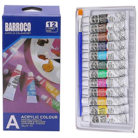 Pigments acryliques, 12 pinceaux pour peinture murale à la main, combinaison riche en pigments
