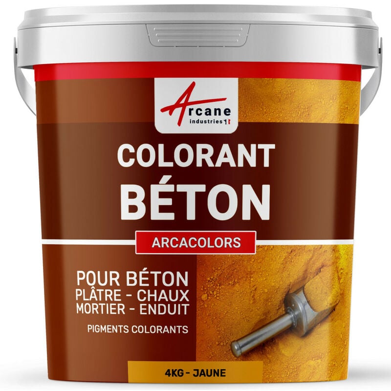 Pigments colorants pour béton ciment enduit mortier dalle chaux plâtre oxyde de fer chrome titane arcacolors - 4 kg Jaune Arcane Industries