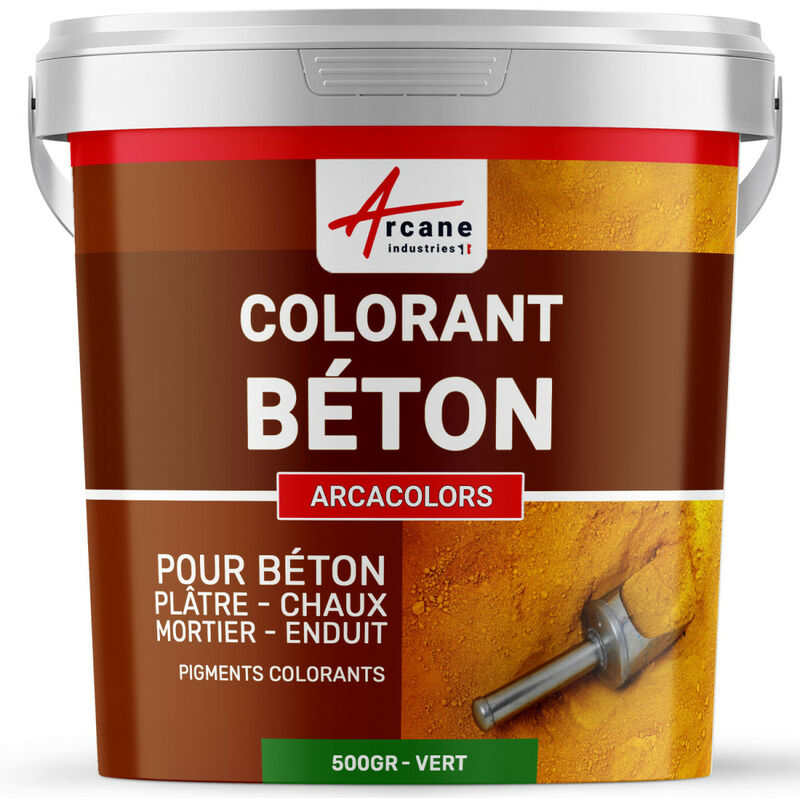 Pigments colorants pour béton ciment enduit mortier dalle chaux plâtre oxyde de fer chrome titane arcacolors - 500 gr Vert Arcane Industries