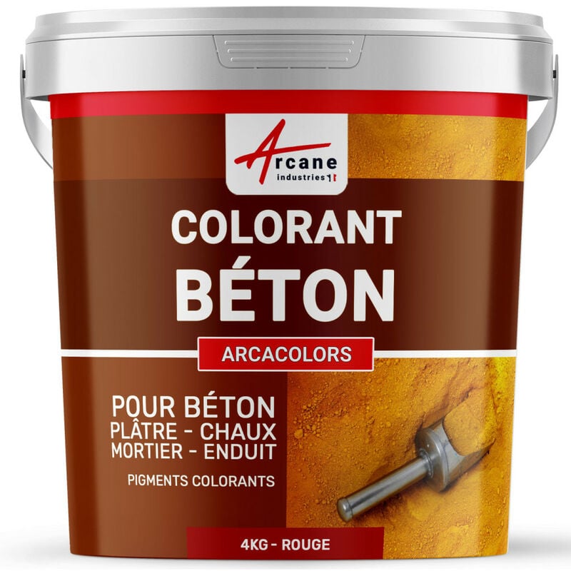 Pigments colorants pour béton ciment enduit mortier dalle chaux plâtre oxyde de fer chrome titane arcacolors - 4 kg Rouge Arcane Industries