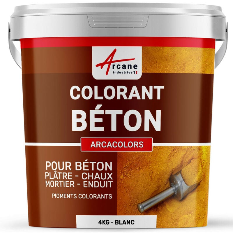 Pigments colorants pour béton ciment enduit mortier dalle chaux plâtre oxyde de fer chrome titane arcacolors - 4 kg Blanc Arcane Industries