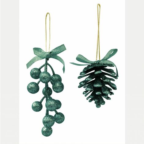 PIGNE E BACCHE GLITTER VERDE SMERALDO 6-13 CM PREZZO CADUNO, INDICARE LA PREFERE