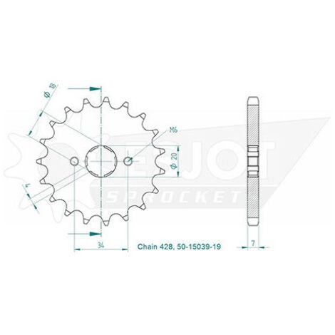 Pignon - 428 - 19 Dents - Similaire JTF2442 - Made in Germany