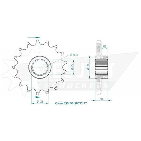 Pignon Aprilia - 525 - 17 Dents - Similaire JTF709 - Made in Germany