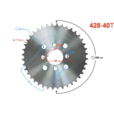 Pignon arrière Moretti 40/428 pour VTT 200