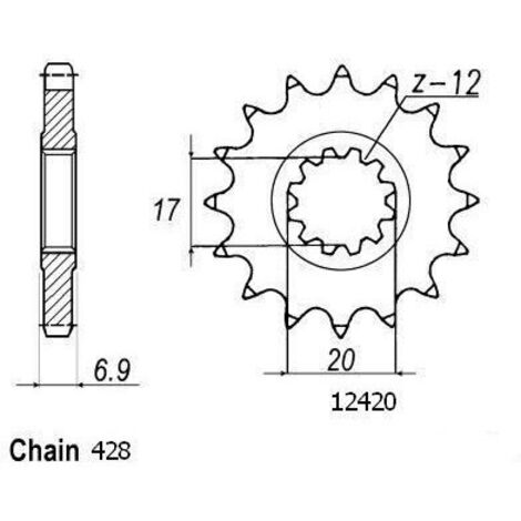 Pignon Beta 50 - 428 - 12 Dents - Similaire JTF4025