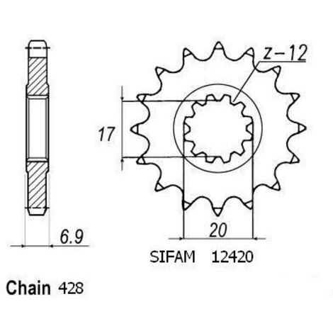 Pignon Beta 50 - 428 - 13 Dents - Similaire JTF4025