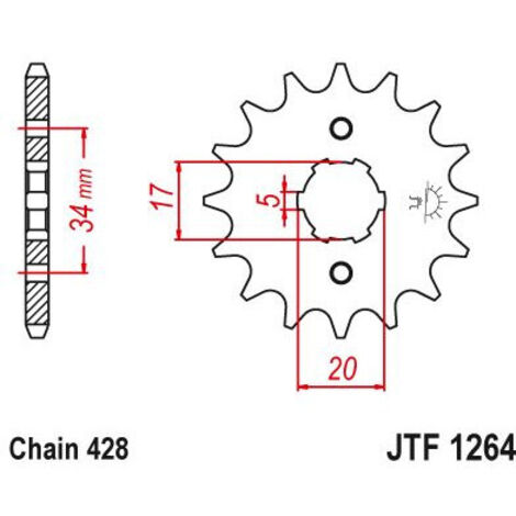 Pignon compatible avec la marque Kymco 125 Quannon - 428 - 15 Dents - Similaire JTF1264
