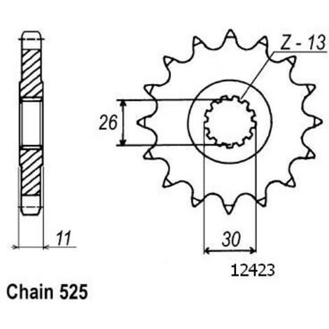 Pignon compatible avec la marque Yamaha - 525 - 16 Dents - Similaire JTF1591 - Made in Germany
