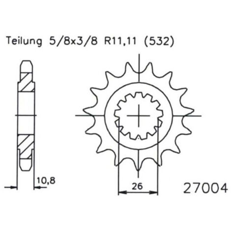 Pignon compatible avec la marque Yamaha - 532 - 17 Dents - Similaire JTF585 - Made in Germany