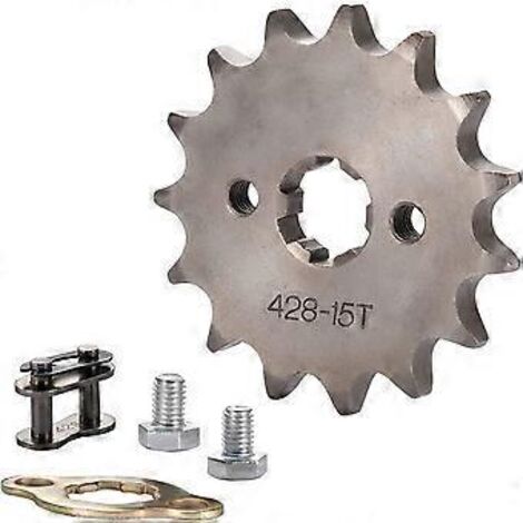 Pignon de moteur 428 dents 15T 17 mm, pignon conique de remplacement pour motos 50cc, 70cc, 90cc et 110cc, quads et motos tout-terrain.