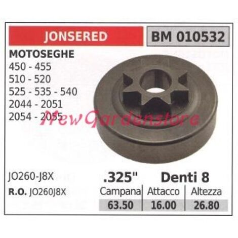 Pignon de moteur de tronçonneuse JONSERED 450 455 510 525 535 .325' dents 8 010532