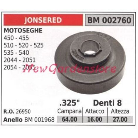 Pignon de moteur de tronçonneuse JONSERED 450 455 510 535 325' dents 8 002760 26950