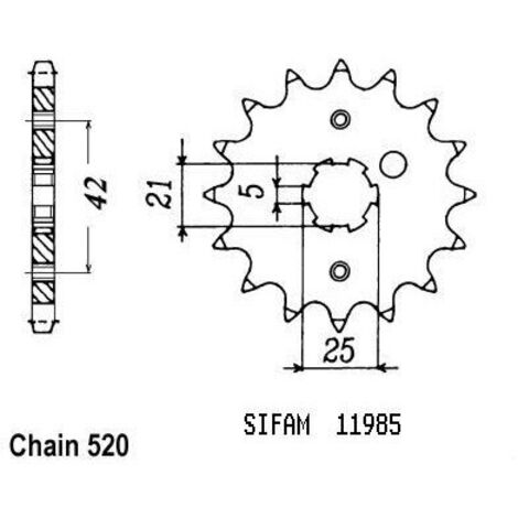 Pignon de sortie de boite Esjot pour Moto Yamaha 250 Sr Se 1980 à