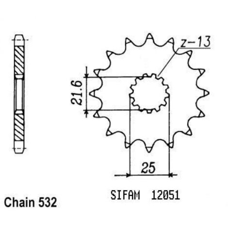 Pignon de sortie de boite Sifam pour Moto Suzuki 1100 Gsx-R 1986