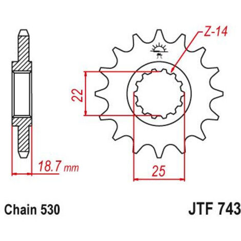 Pignon Ducati - 530 - 15 Dents - Similaire JTF743 - Made in Germany