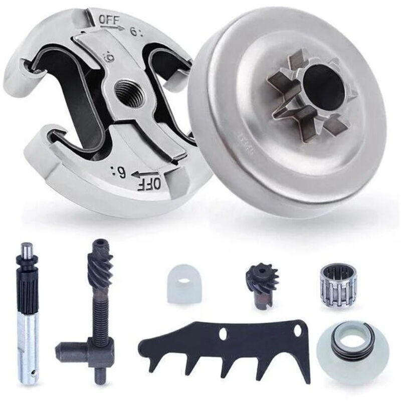 Houhence - Pignon et Embrayage pour Husqvarna 345 445 340 450, Pignon de Chaîne .325'' Pas 6 Dents + Tambour d'embrayage + Roulement Pièces de